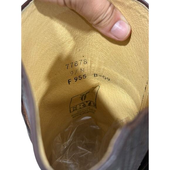 FRYE Womens Samantha Knee High Patchwork Riding Brown Boots Boho Leather 9 M - Picture 8 of 12